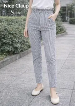NICE CLAUPペーパーバッグ美脚ストライプパンツS ナイスクラップ