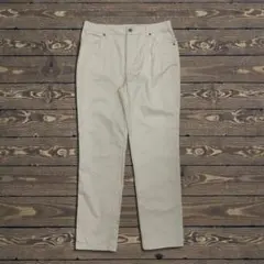 r*e様 メンズ 白パンツ ストレッチ チノパン 無地 Lサイズ カジュアル　Y