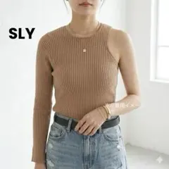 【SLY】アシンメトリー ワンショルダー風 リブニット トップス