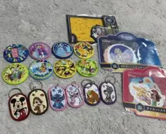 ディズニー 刺繍 缶バッジ タグキーホルダー ダイカットステッカー 17点セット