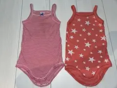 ロンパース2点セット ストライプ星柄12m/74 プチバトー　ロンパース