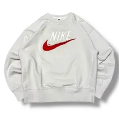 未使用級 NIKE TREND FLC CREW L 刺繍ビッグロゴ オフ白