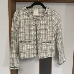 ノーカラージャケット ツイードジャケット