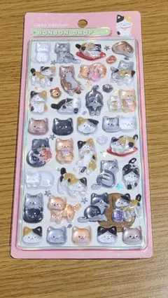 ボンボンドロップシール　和柄猫