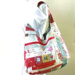 花柄パッチのワンハンドルバッグ43 ハンドメイド