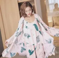 3点セット　レディース ルームウェア 部屋着 パジャマ カーディガン 花柄M