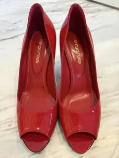 sergio rossi セルジオロッシ レッド エナメルオープントゥハイヒールのサムネイル