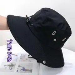 サファリハット 黒 ブラック アウトドア 帽子 レジャー 秋 キャンプ UV