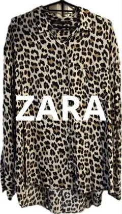 【ZARA】レオパード柄長袖シャツ ブラウス　L