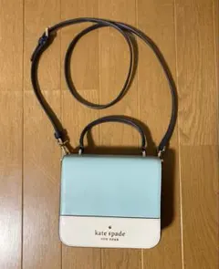 【美品】kate spade ショルダーバッグ 水色/白