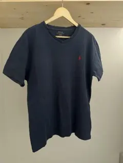 Polo by Ralph Lauren ネイビーVネックTシャツ 赤ポロロゴ