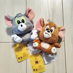 トムとジェリー ぬいぐるみ ストラップ付きキーホルダー 2点セット
