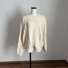 アイボリー ケーブルニットセーター 長袖