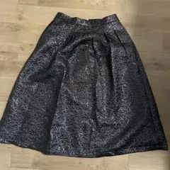 黒 光沢 フレア スカート ラメ お洒落 レディース