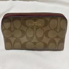 【美品】COACH シグネチャー ポーチ ブラウンのサムネイル