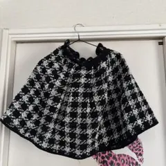 フレアスカート 黒と白のチェック柄