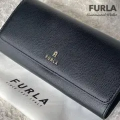 美品 FURLA フルラ 長財布 カメリア コンチネンタルウォレット ブラック