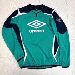 umbroウィンドアップピステプルオーバーグリーンネイビー軽量保温防寒秋冬刺繍