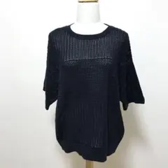 【美品✨️】 AMERICAN HOLIC ニット 五分袖 ネイビー Lのサムネイル