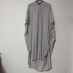 (美品)ミズイロインド　 バックギャザーワイドシャツ ワンピース　ライトグレー