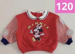 はるぴ　ミニー　襟付きトレーナー　しまむら　ディズニー　チェック　赤　120