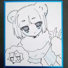 色紙　手描きイラスト　萌え絵　創作　女の子　アナログ　オリジナル　原画　サブカル