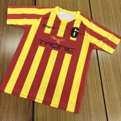 サッカー ユニフォーム 練習着　Lサイズ ストライプ 赤 黄　美品