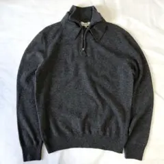 HERMES エルメス カシミヤ ウール ハーフジップ ニット グレー M