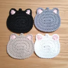 ねこ　アクリルたわし　①　アクリルたわし　コースター　アクリルタワシ