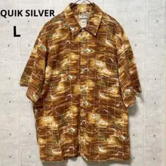 QUIKSILVER アロハシャツ 総柄 サーフ ハワイアン Lのサムネイル