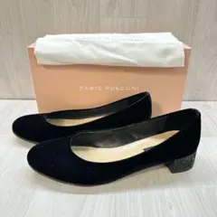 FABIO RUSCONI ブラック ローヒール パンプス 黒 38 箱 保存袋
