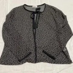 ✨️美品✨️リボン柄 長袖 カーディガン ブラック レディース Ｍ〜Ｌ