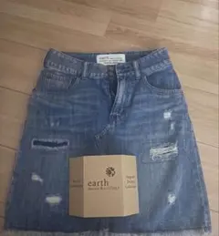 ダメージ加工 デニムミニスカート　アースのサムネイル