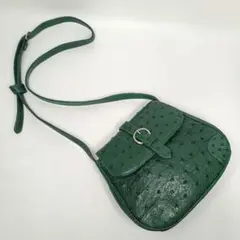 【美品】希少色　オーストリッチ　ショルダーバッグ　グリーン　エキゾチックレザー