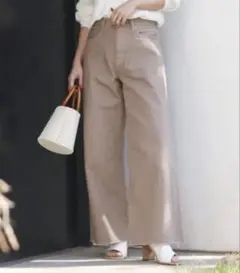 アングリッド カットオフカラーワイドデニム 25 ベージュ