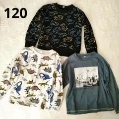 恐竜柄 トレーナー　ロンT　 120サイズ　3点セット　ティラノサウルス　長袖
