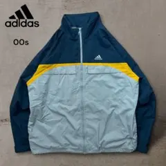 アディダス00sナイロンジャケットパフォーマンスロゴ刺繍ドローコードテックY2K