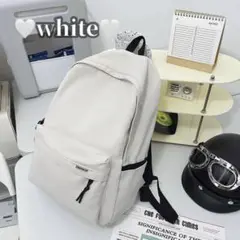 ホワイト リュック メンズ レディース 白 バッグ カバン シンプル 大容量
