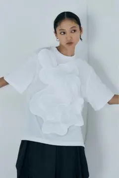 enfoldエンフォルドTシャツDECORATIVE WAVE T-SHIRT白のサムネイル