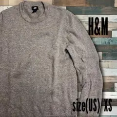 【美品】H&M エルボーパッチ付きクルーネックセーター XS ウール混　ニットのサムネイル