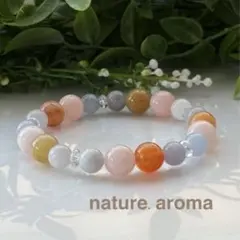 天然石ブレスレット　モルガナイト　パワーストーンブレスレット　No.113