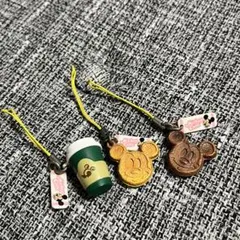 ディズニー　カフェ　ストラップ　レトロ　ワッフル　ミニチュア