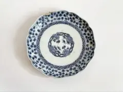 骨董　アンティーク　古伊万里　染付　唐草文様　松竹梅　輪花　七寸皿　金継ぎ用