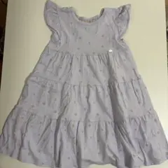 petit main 薄紫 フリル袖ワンピース 110cm