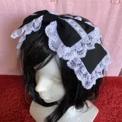 【ブラック×ホワイト】リボンカチューシャ【手作り】