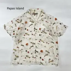 Papas Island パパス アイランド リネン100 開襟シャツ 白 Mのサムネイル