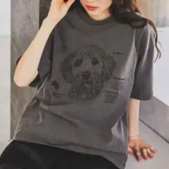Niko and… ドローイングBIGDOG Tシャツ　チャコール　犬