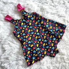 値段交渉⭕️ワンピース水着【110】Aラインワンピース風✿ハート✿リボン✿派手色