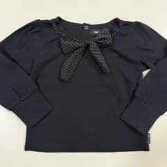COMME CA ISM 長袖カットソー 100A ブラック ドット記名あり