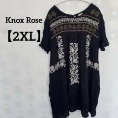 美品✨Knox Rose 【2XL】黒 刺繍入りワンピース　チュニック